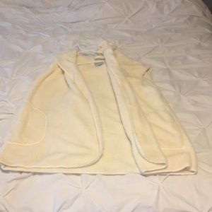 Cream colored fur hooded vest
